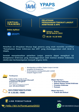 Pelatihan Pemahaman Tingkat Lanjut Arbitrase dan APS